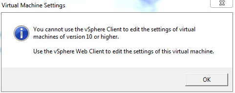无法在 vSphere ESXi 5.5 中编辑虚拟机设置