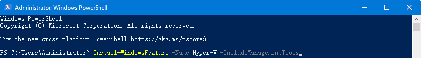 命令安装hyper-v